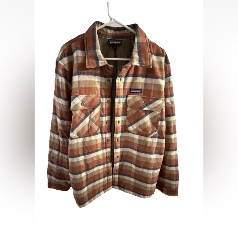 Patagonia Flannel Insulated Plaid Lined Shacket Shirt Jacket large Mens